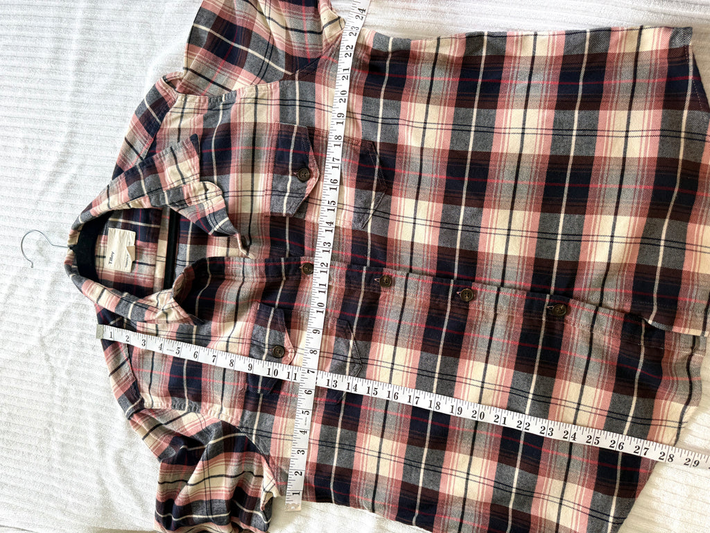 100% Organic Cotton Tilley Plaid Shirt | Size XL measuring 46" bust and 28" length