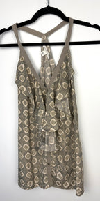100% Silk Banana Republic Ruffle Front Blouse  at Blue Sparrow Shop on hanger