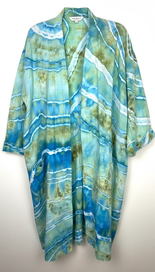 100% Stone-Washed Pure Linen Hand-Dyed Duster | Local Lanark County Artisan | Size XL  at Blue Sparrow Shop