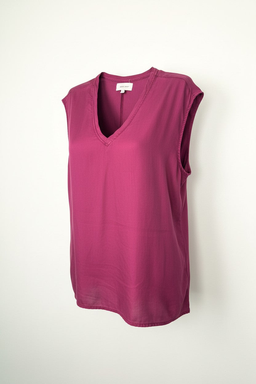 100% TENCEL Sleeveless V-Neck Top | Size L at Blue Sparrow Shop 