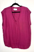 100% TENCEL Sleeveless V-Neck Top | Size L at Blue Sparrow Shop  on hanger