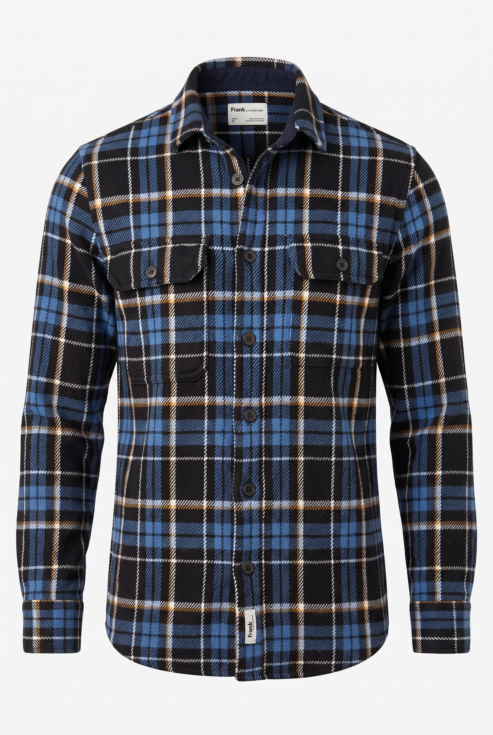 100% Cotton Plaid Jacket by Frank& Oak | Size S Mens Shacket style on white background