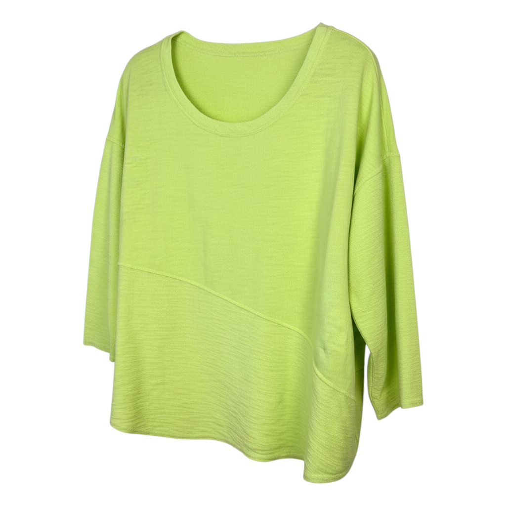 100% cotton Made in USA lime/chartreuse green oversized boxy scoop neck top at Blue Sparrow Shop