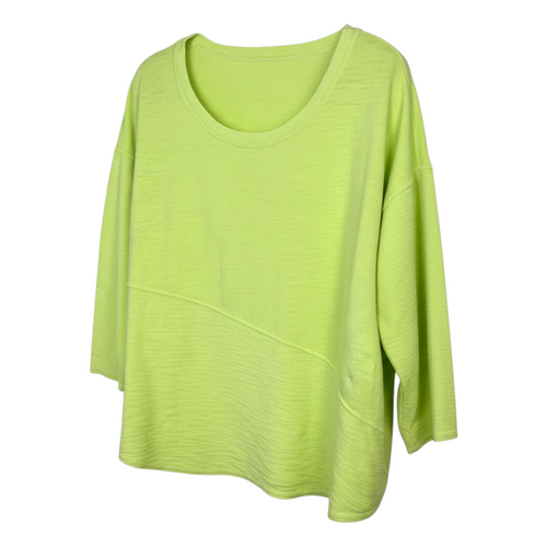 100% cotton Made in USA lime/chartreuse green oversized boxy scoop neck top at Blue Sparrow Shop