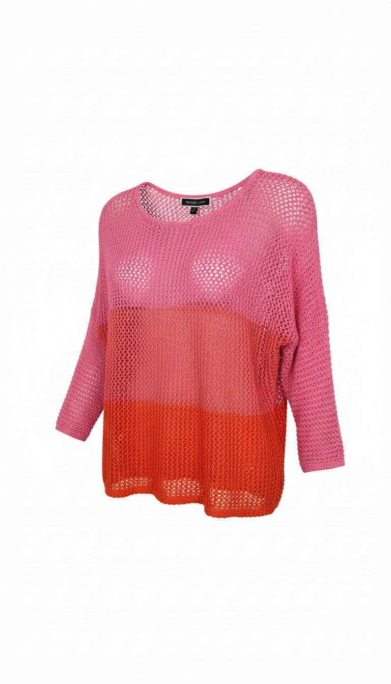 100% cotton Melanie Lyne Mesh Knit Sweater | Size L at Blue sparrow Shop