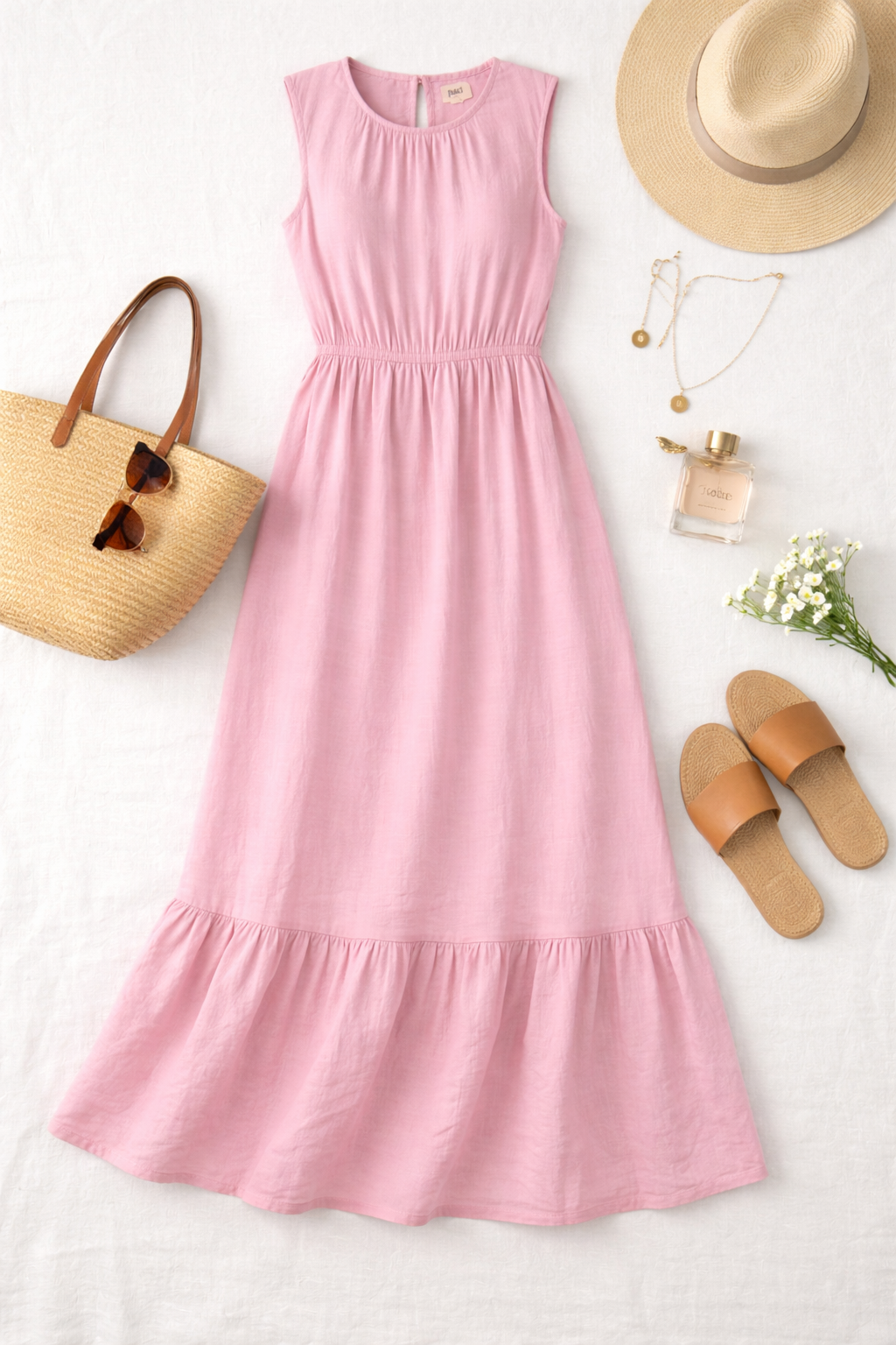 Pact 100% organic cotton tiered midi dress | Size XXL lifestlyle flatlay at Blue sparrow Shop
