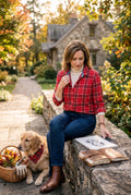 100 percent Cotton Tommy Hilfiger Plaid Shirt Size M on woman sitting on rock sketching outside