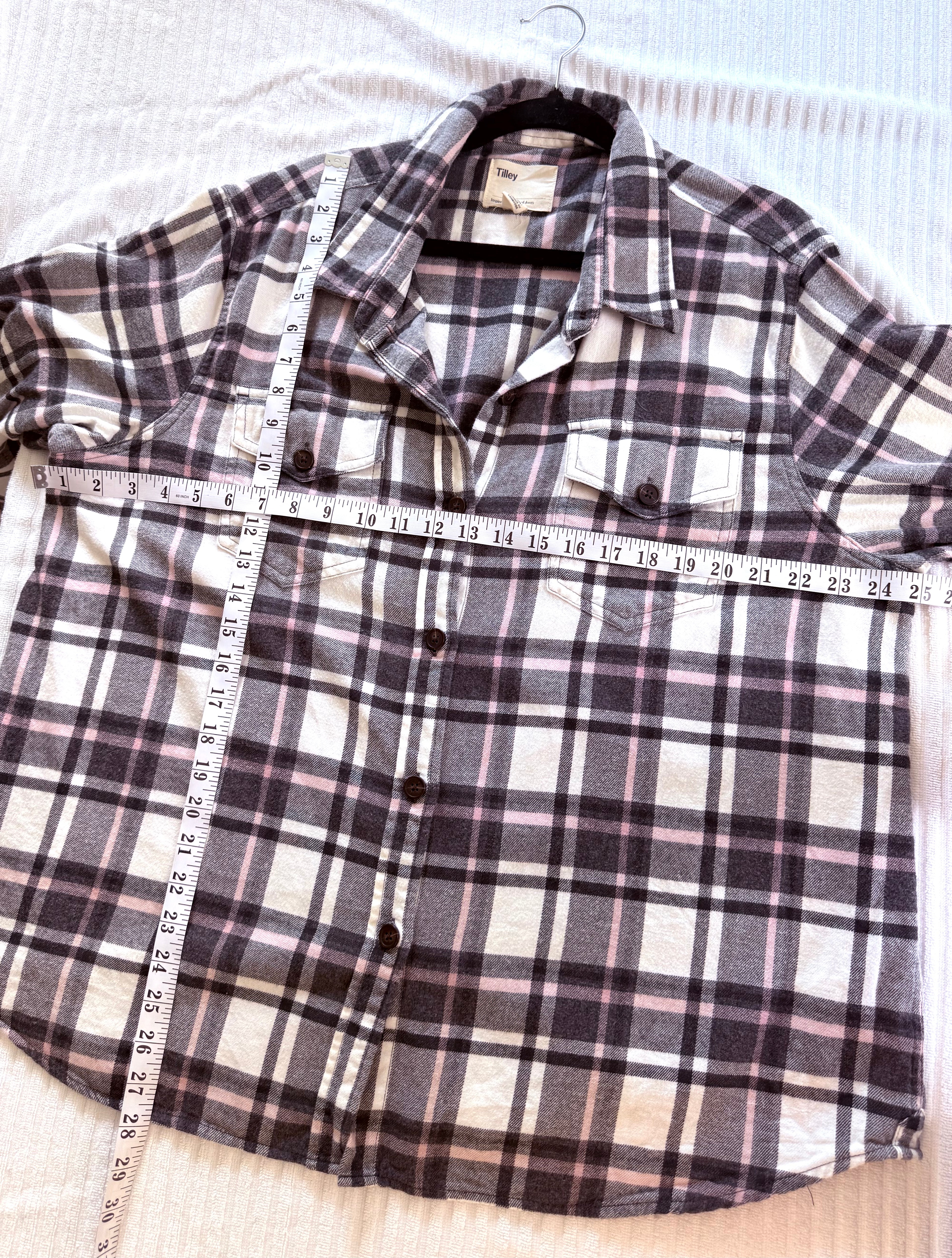 100 percent  Cotton Tilley Plaid Shirt Size XXL measuring 50" bust and 28" length