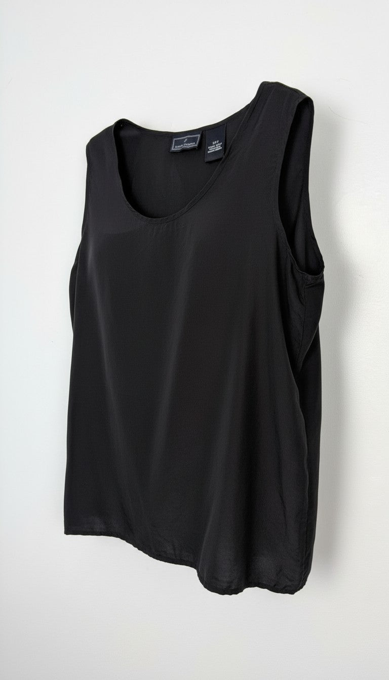 Daniel Hechter 100% Silk Black Tank Top | French Designer Silk Scoop Neck Tank Size M at Blue Sparrow Shop 