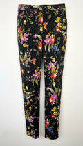 67% cotton Tricotto black tropical botanical floral skinny pants  size 10 Canadian brand — Blue Sparrow Shop  main image