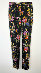 67% cotton Tricotto black tropical botanical floral skinny pants  size 10 Canadian brand — Blue Sparrow Shop  main image