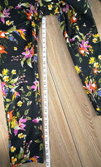 67% cotton Tricotto black tropical botanical floral skinny pants  size 10 Canadian brand — Blue Sparrow Shop  measuring 28" inseam