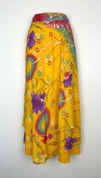 80% Silk Reversible Tropical Floral Wrap Skirt  at Blue Sparrow Shop