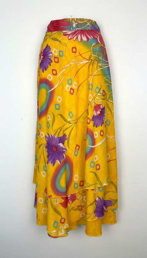 80% Silk Reversible Tropical Floral Wrap Skirt  at Blue Sparrow Shop