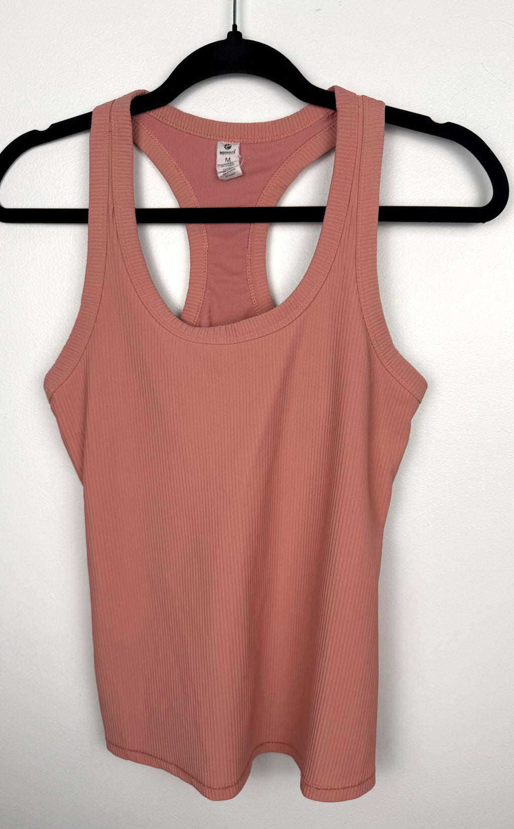90 Degree by Reflex Ribbed Racerback Tank with shelf bra  on hanger