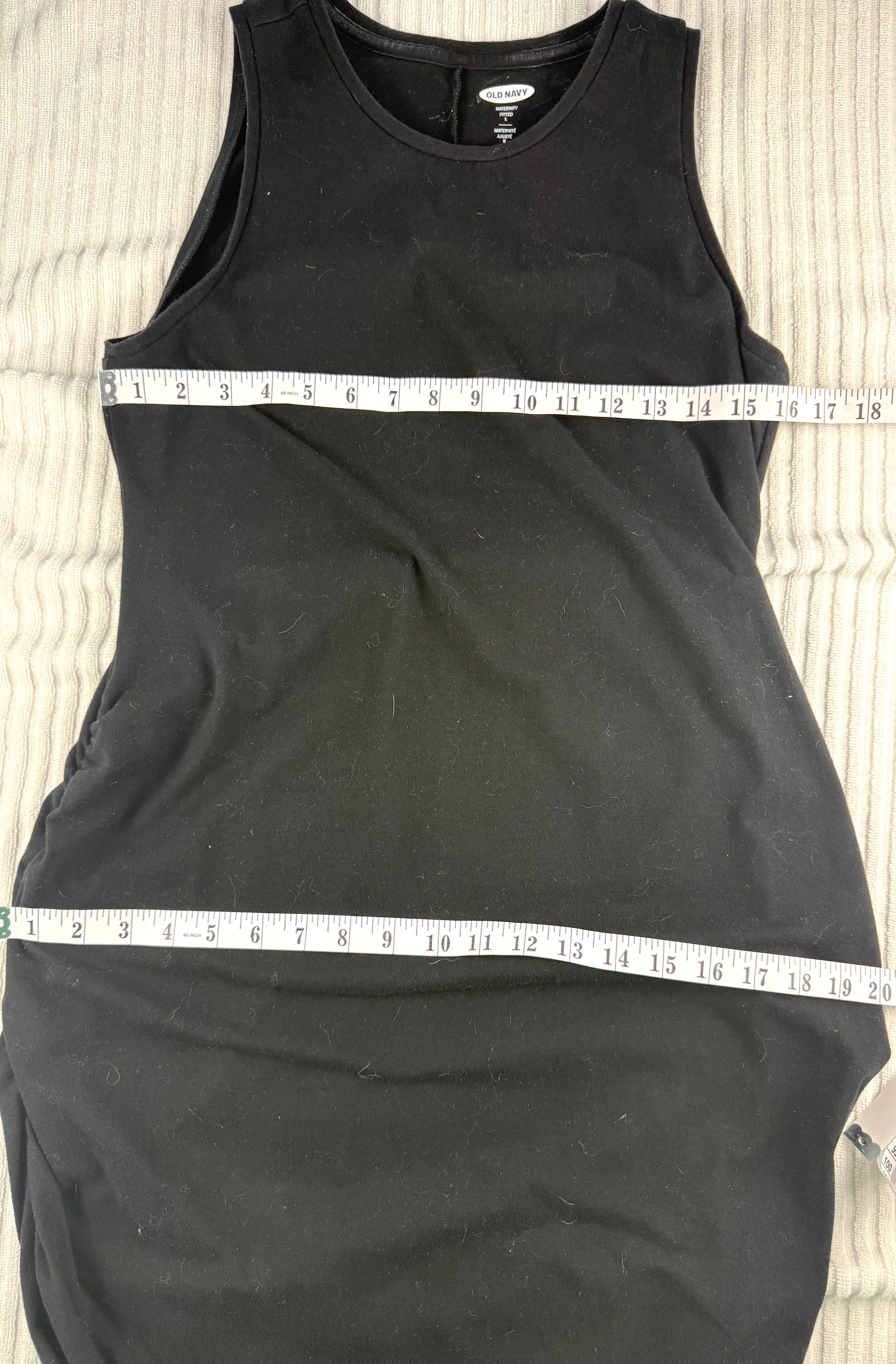 96% Cotton Old Navy Maternity Black Fitted Tank Dress at Blue Sparrow Shop  measuring 32" bust and 40" hips 