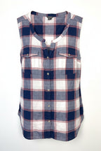 99% Cotton Eddie Bauer Plaid Sleeveless Shirt | Size L  at Blue Sparrow Shop
