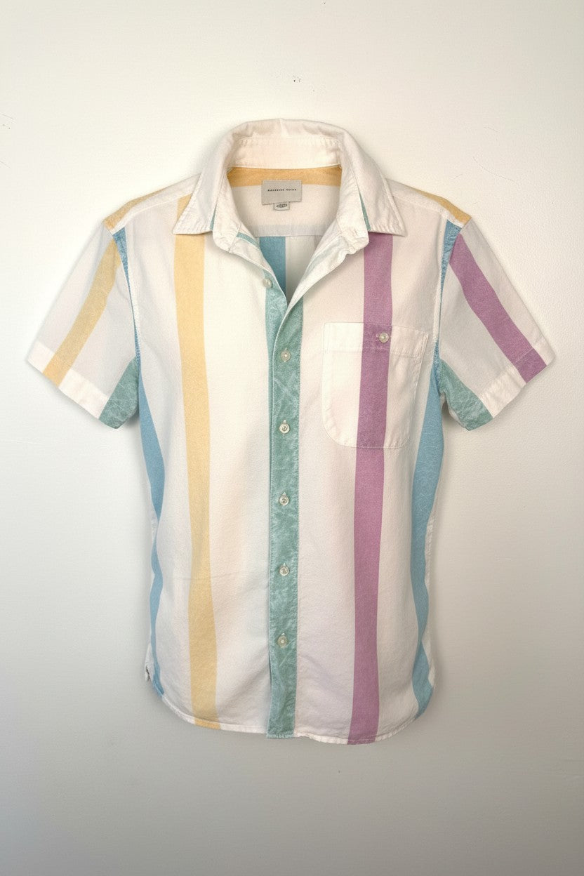 AMERICAN EAGLE 100% COTTON PASTEL STRIPE SHIRT at Blue Sparrow Canadian Resale Reimagined