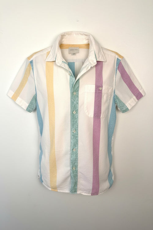AMERICAN EAGLE 100% COTTON PASTEL STRIPE SHIRT at Blue Sparrow Canadian Resale Reimagined