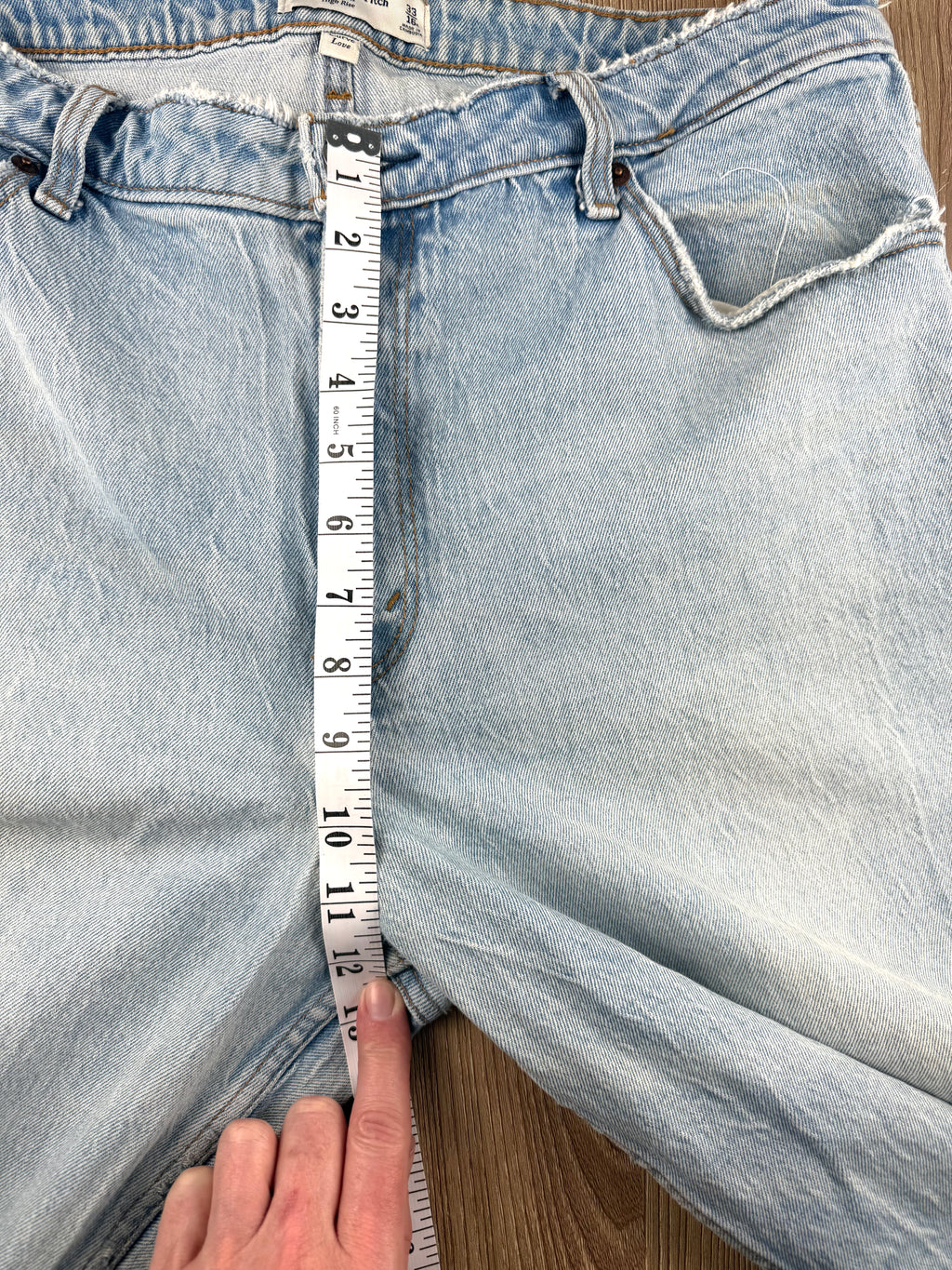 Abercrombie & Fitch Curve Love high rise mom jeans light wash distressed denim  12" rise
