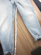 Abercrombie & Fitch Curve Love high rise mom jeans light wash distressed denim  27" inseam 