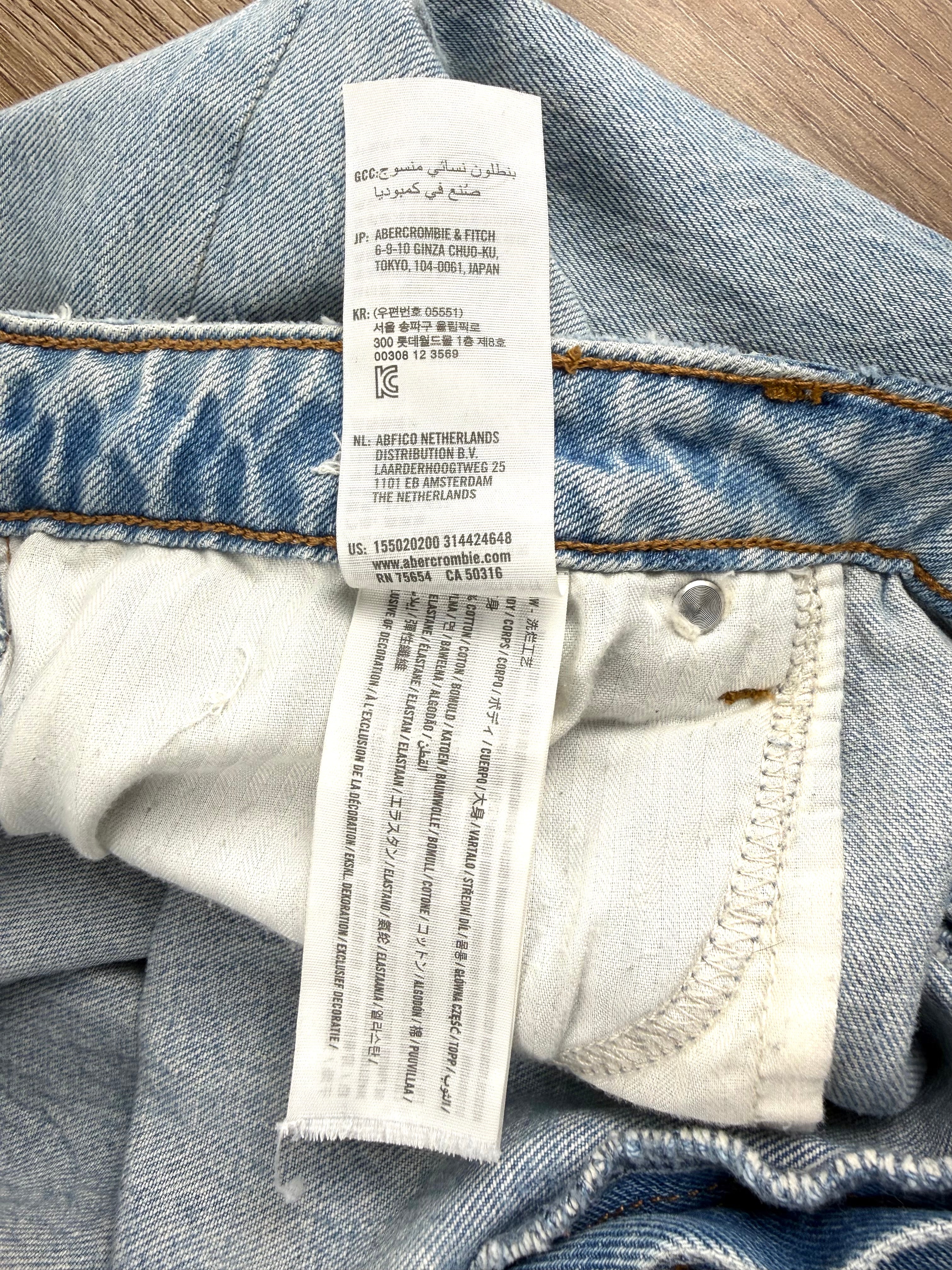 Abercrombie & Fitch Curve Love high rise mom jeans light wash distressed denim  care tag