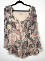 Ambra 100% Silk Sheer Bohemian Top Made in Italy on hanger