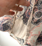 Ambra 100% Silk Sheer Bohemian Top Made in Italy bottom hem detail 