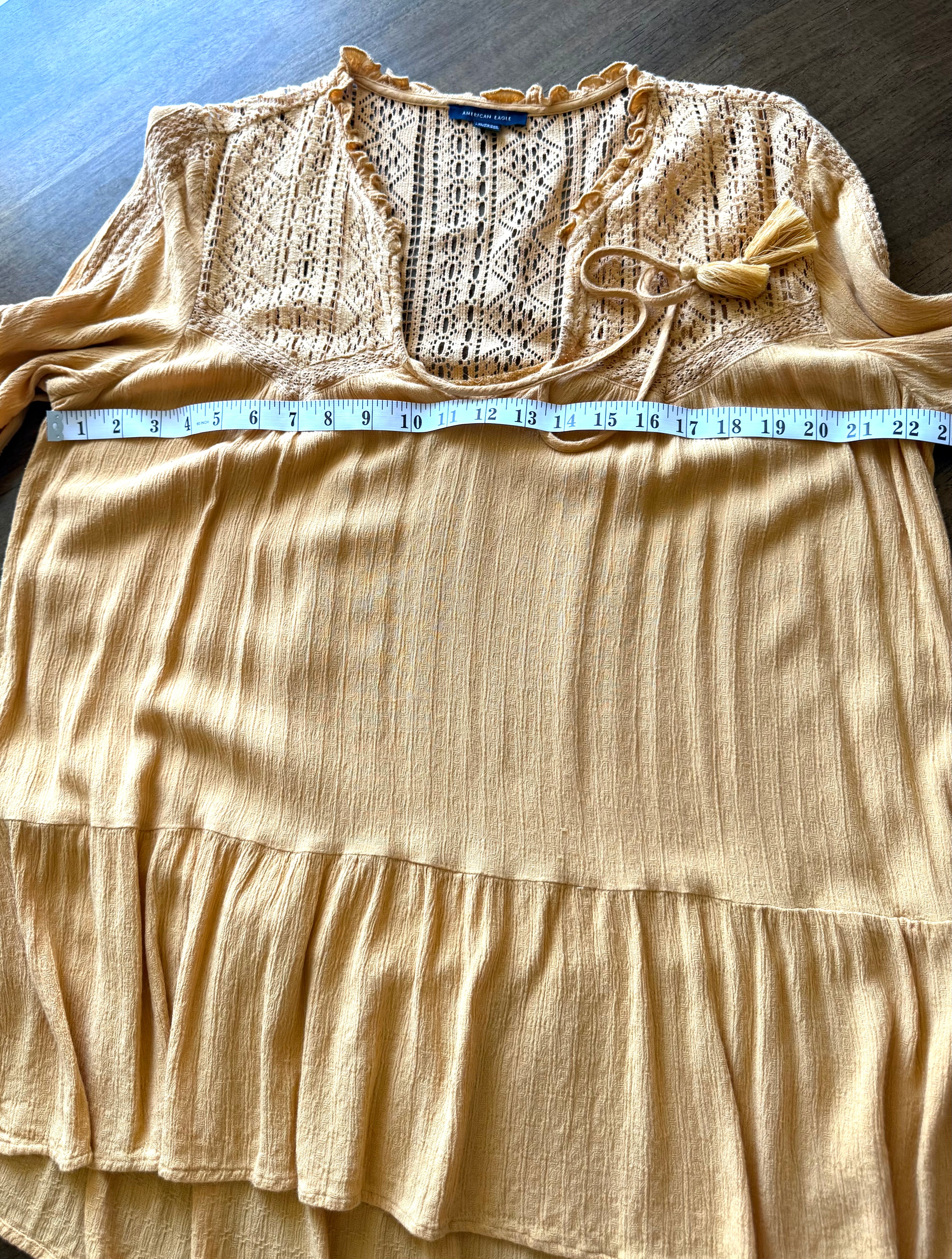 American Eagle Boho Tunic at Blue Sparrow Shop measuring 44" bust 