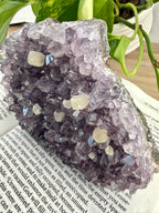 Amethyst cluster showing side view 