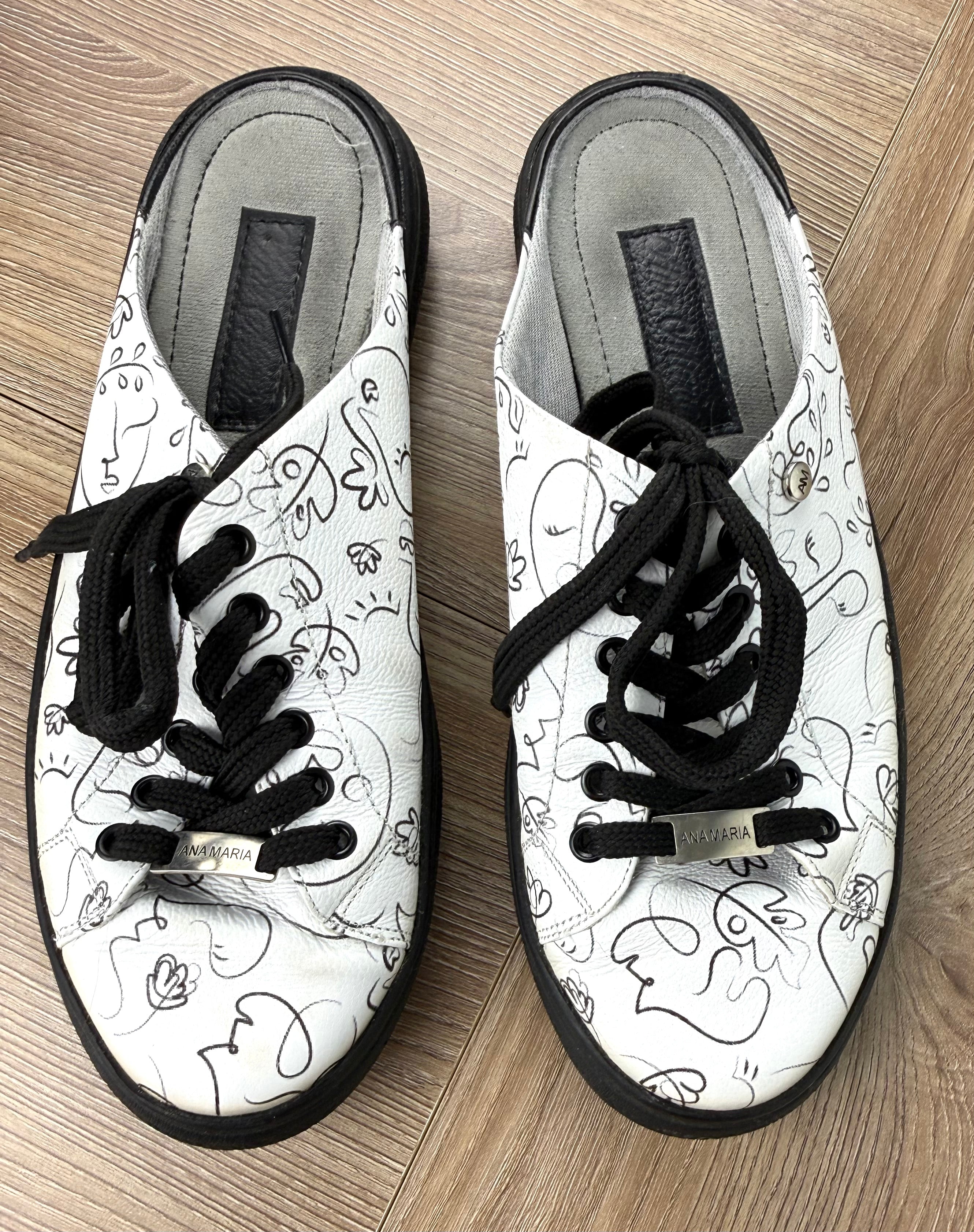 Ana Maria Leather Lace-Up Mule Sneakers | Clogs on table 