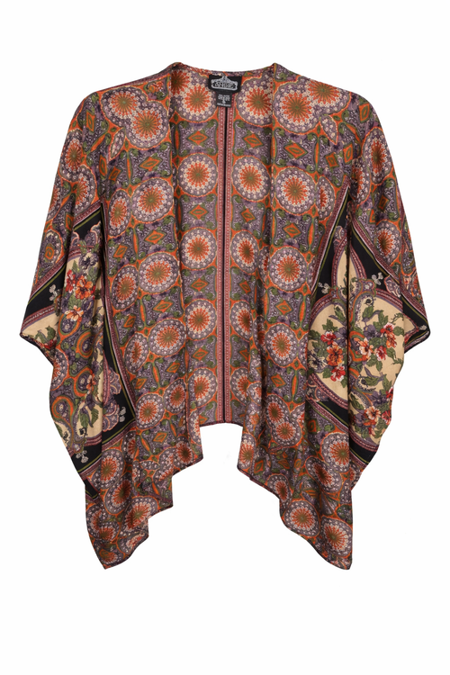 Angie Medallion Print Kimono in earth tones at Blue Sparrow Shop