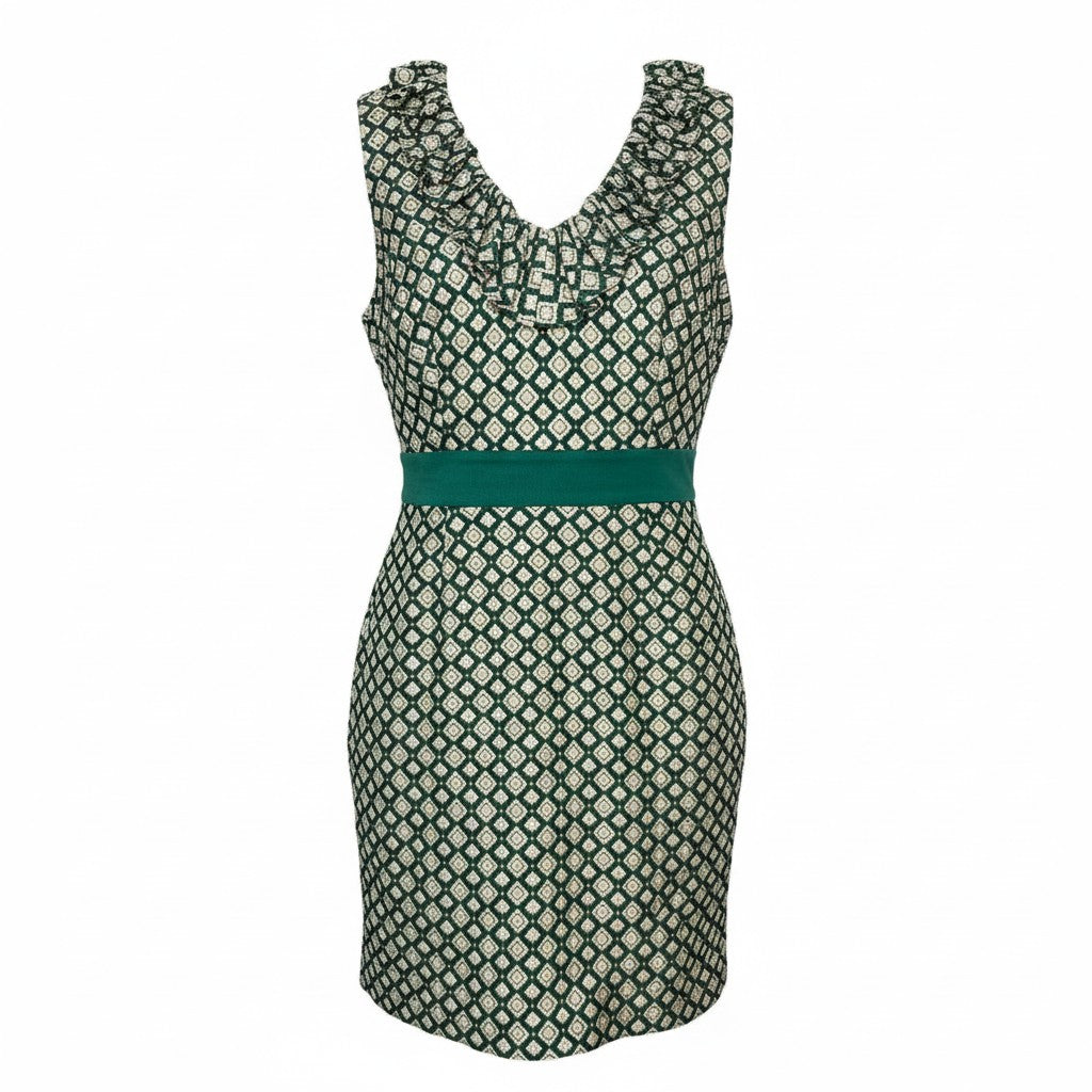 Anna Sui Green Brocade Shift Dress