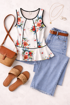 Anthropologie Deletta Peplum Tank Top at Blue Sparrow Shop lifestyle photo 