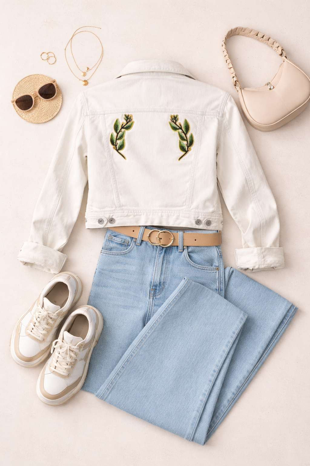 Aritzia Talula Distressed Denim Jacket at Blue Sparrow Shop lifestyle photo  showing back of jacket