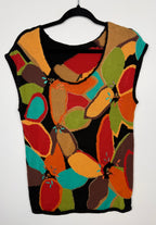 Artisan Abstract Floral Knit Top | Size M at Blue Sparrow Shop on hanger