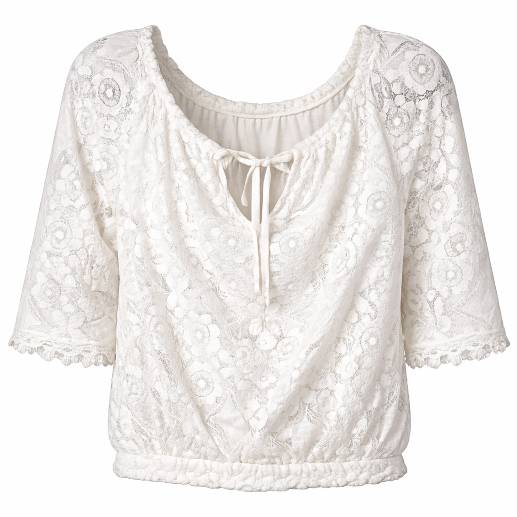 Astrid Italian Lace Boho Blouse at Blue Sparrow Shop