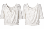Astrid Italian Lace Boho Blouse at Blue Sparrow Shop showing back and front
