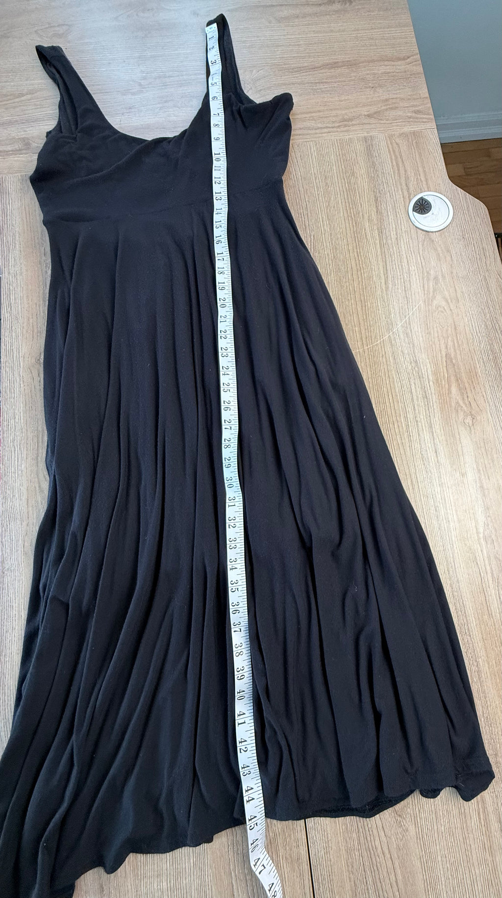 Athleta lined black dress measuring 45" from shoulder to hem