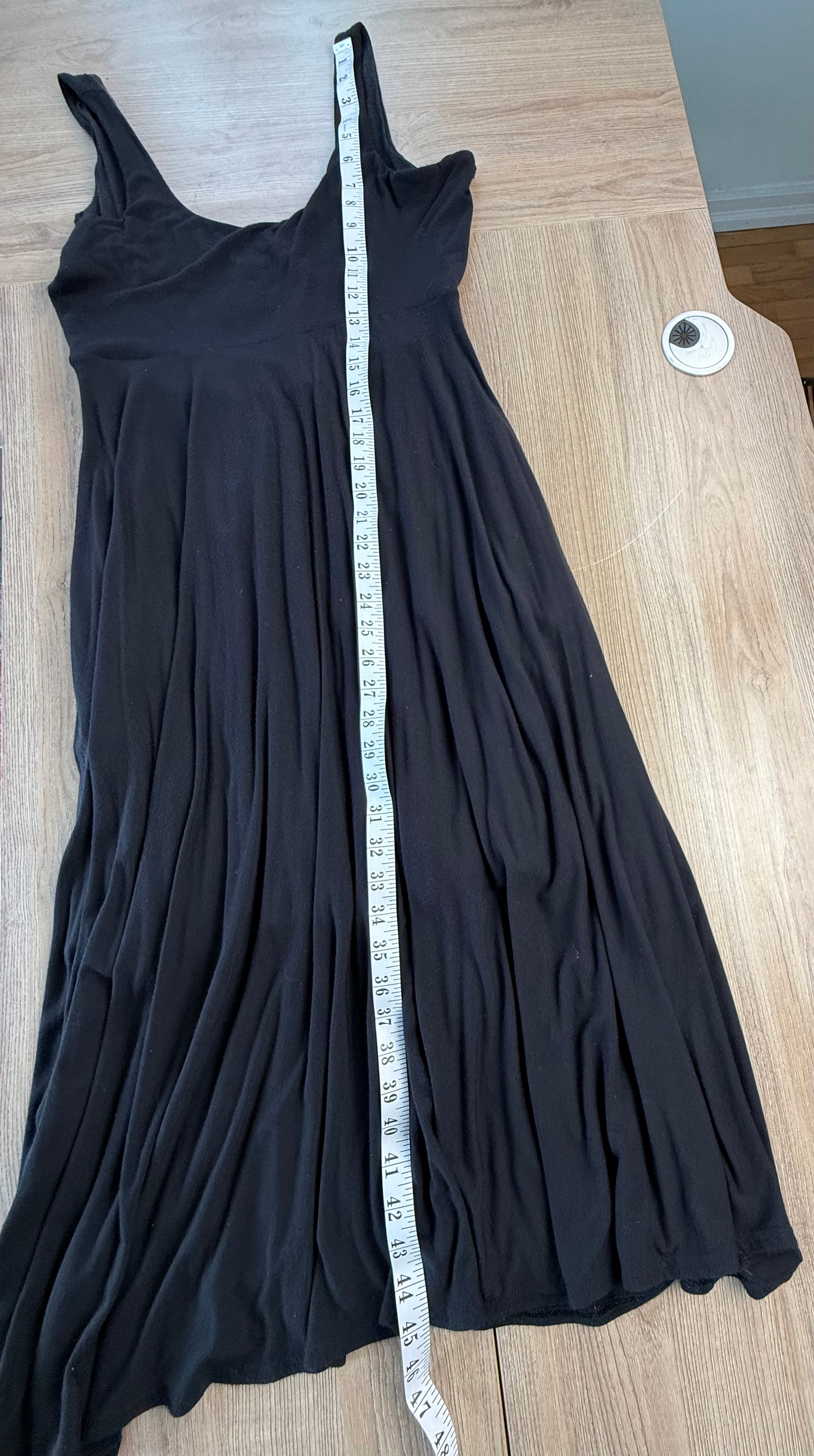Athleta lined black dress measuring 45" from shoulder to hem