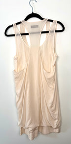 Rag & Bone Shirt cream racerback tank dress – back view, draped silhouette