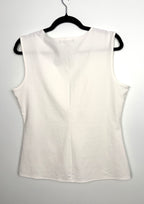 Back view Banana Republic sleeveless ivory knit blouse
