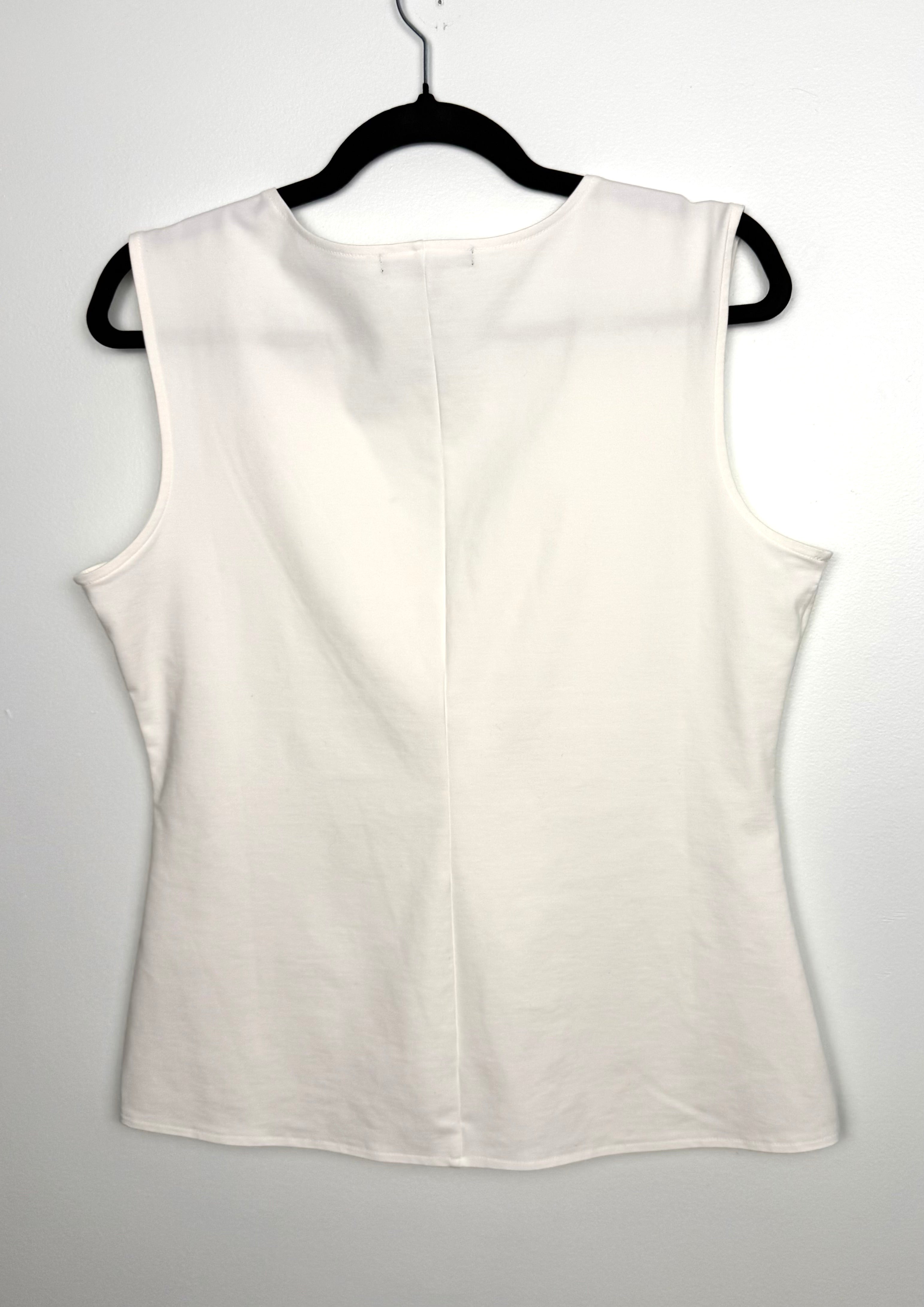 Back view Banana Republic sleeveless ivory knit blouse