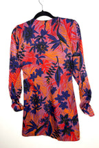 Back view Zara floral mini dress long sleeve tropical print