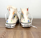 Back view of Converse Chuck Taylor All Star high top sneakers with logo heel branding.