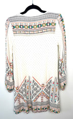 Roxy cream geometric print tunic top size small long sleeve back view