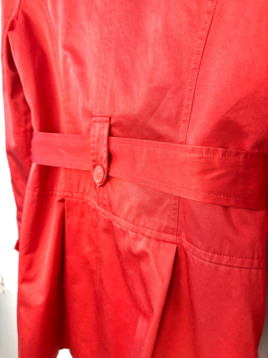 back waist and belt detail on THX Merci Collection ruffle trench coat jacket