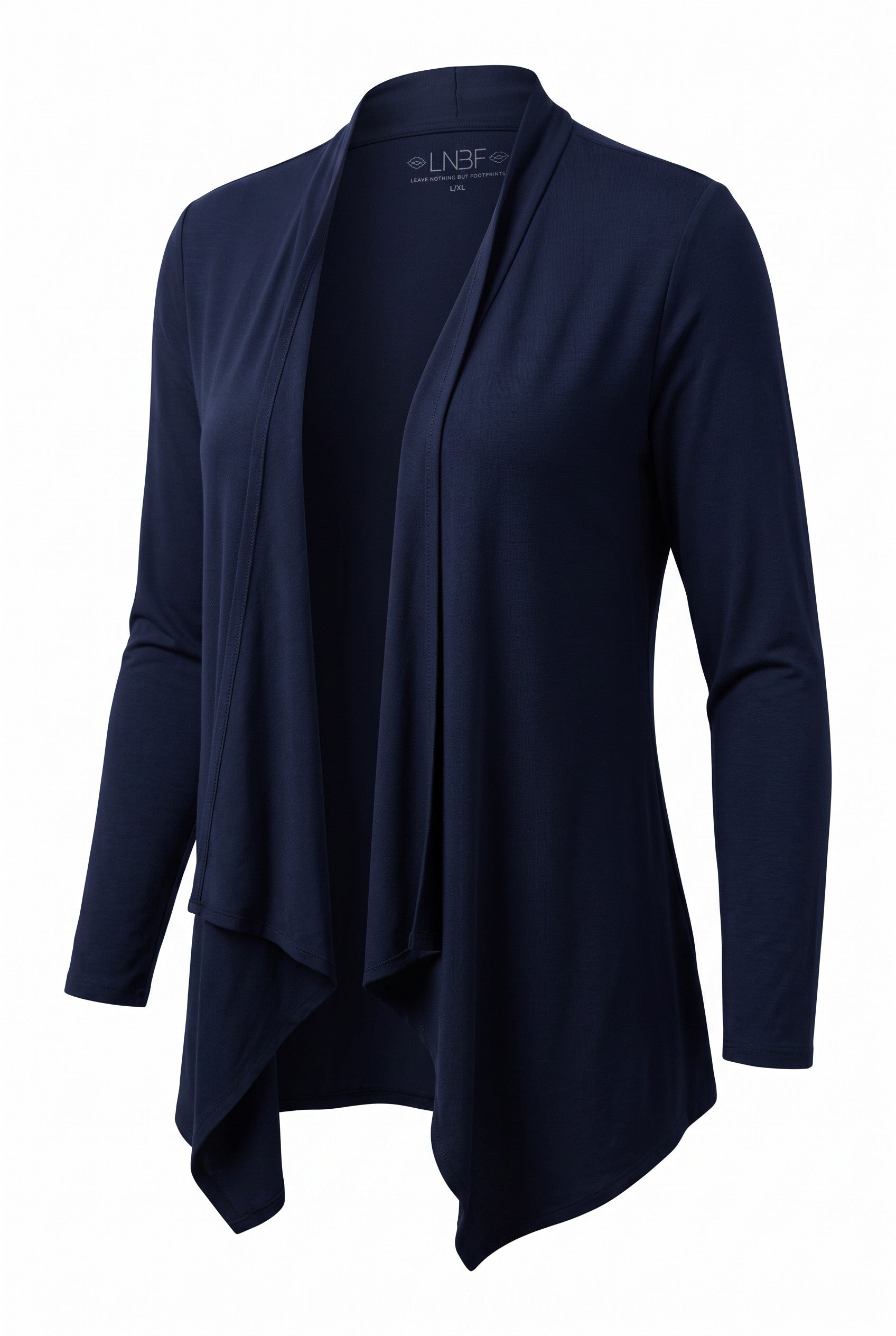 Bamboo LNBF Navy Open Front Cardigan Jacket | Size L background removed