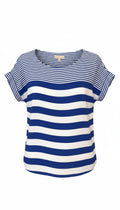 Banana Republic Mixed Stripe Scoop Neck Tee — Royal Blue and White | Size M at Blue Sparrow Shop