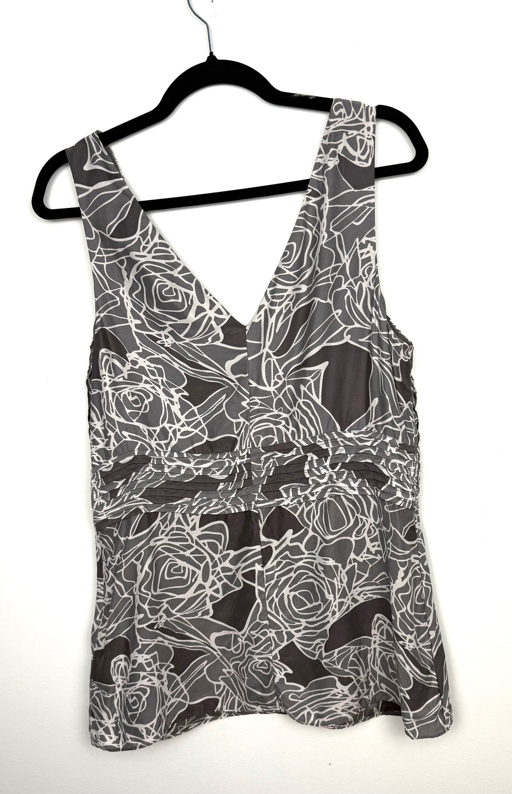 Banana Republic blouse size 12 grey floral back view